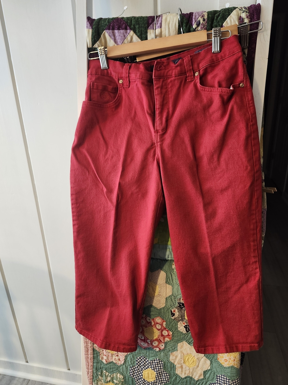 Bright Red Straight-Leg Capris